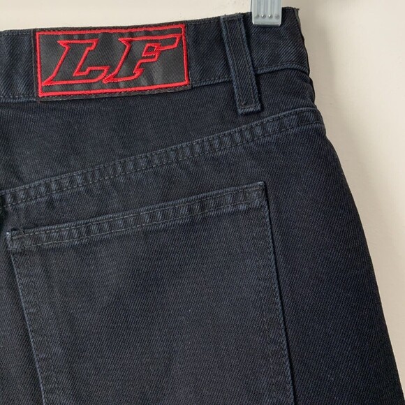 LF The Brand Cut-off Shorts Button-fly Red Zip Detail Black 28 - Picture 7 of 8
